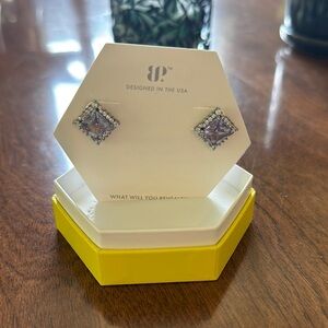 Bomb Party Purple and Silver Elegant Earrings with Intricate Design